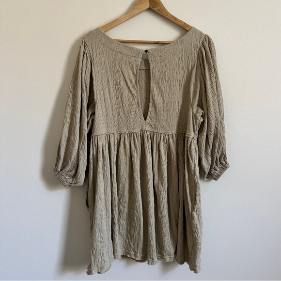 Free People FP Beach Get Obsessed Babydoll Dress size XS oversized green boho - Picture 6 of 10
